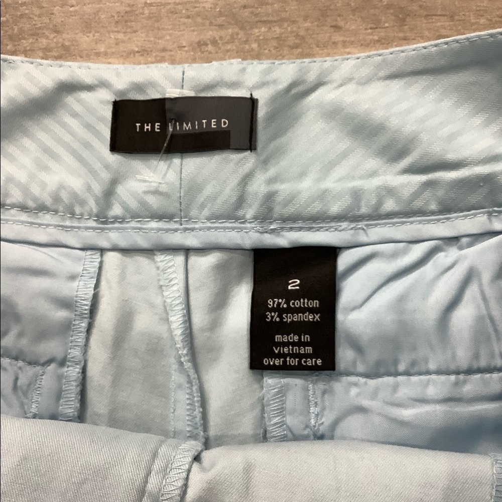 Women's The Limited 2 XS Shorts Chino Khakis Pastel Light Blue Stretch NWOT - Picture 6 of 6